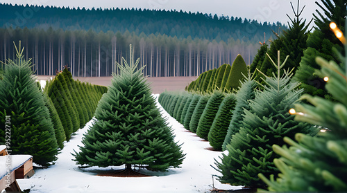 christmas tree farm rows evergreens ready cutting decorating