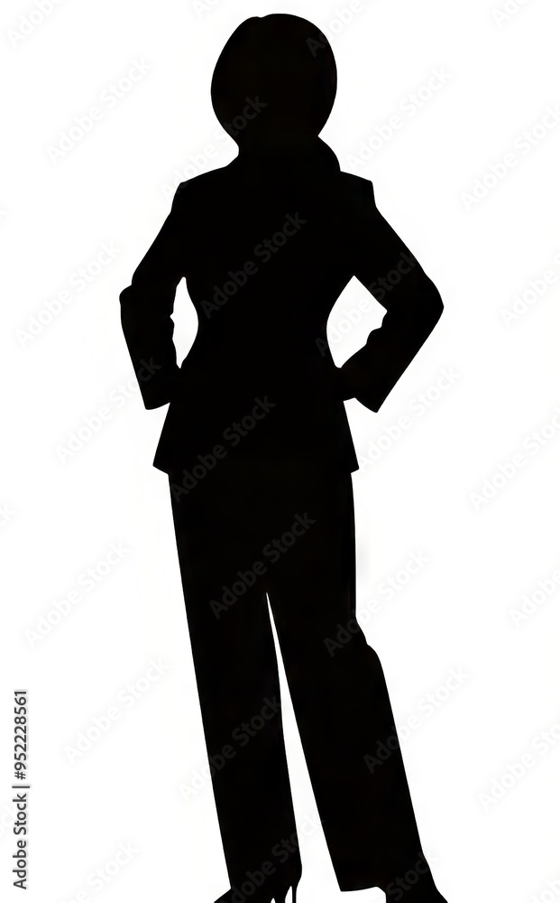 Silhouette of a confident businesswoman in formal attire. Silhouette of a confident businesswoman in formal attire.