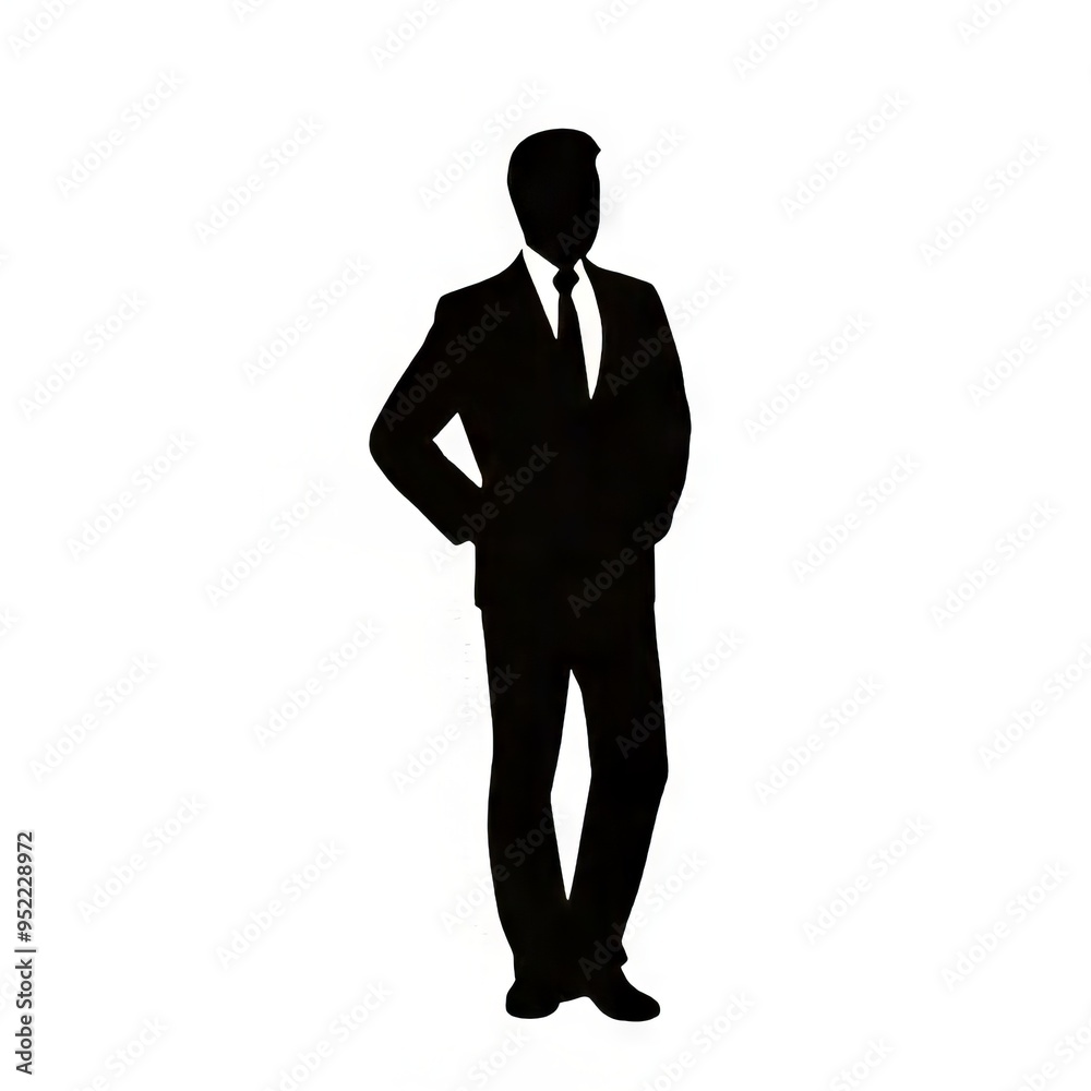 Silhouette of a businessman in a suit, exuding professionalism and confidence. Silhouette of a businessman in a suit, exuding professionalism and confidence.