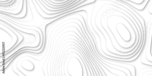 White 3d papercut vector format 3d shadow abstract wallpaper fresh tiles design curved topology or topography 3d map texture backdrop illustration paper template