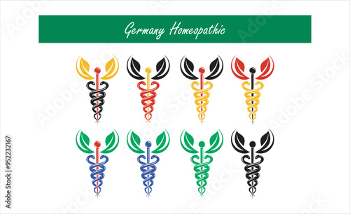 Vector sign homeopathy, alternative medicine, Pharmacy Caduceus icon, vector medical logo for use in holistic medicine, rehabilitation or pharmacology. Homeopathy creative symbol composed with mortar