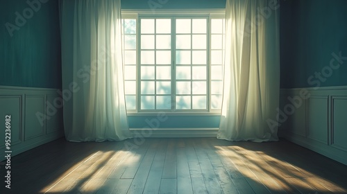 Empty room with window view : Generative AI