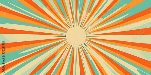 yellow, light teal and tan retro sunburst background, ray, burst, orange, sunburst, yellow, bright, light  teal, light, rays, illustration, design photo