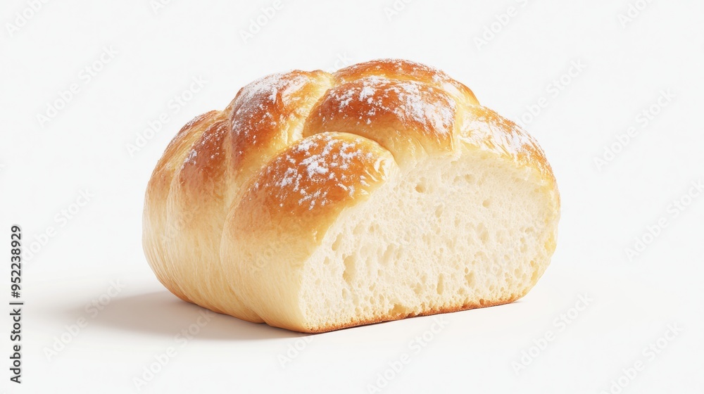 A detailed 3D rendering of a freshly baked brioche bun with a slightly glossy surface, isolated on a white background A detailed 3D rendering of a freshly baked brioche bun with a slightly glossy surface, isolated on a white background