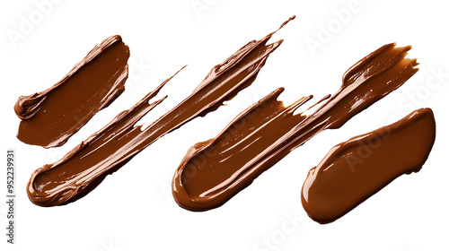 Set of Chocolate liquid smear or stain isolated on transparent background