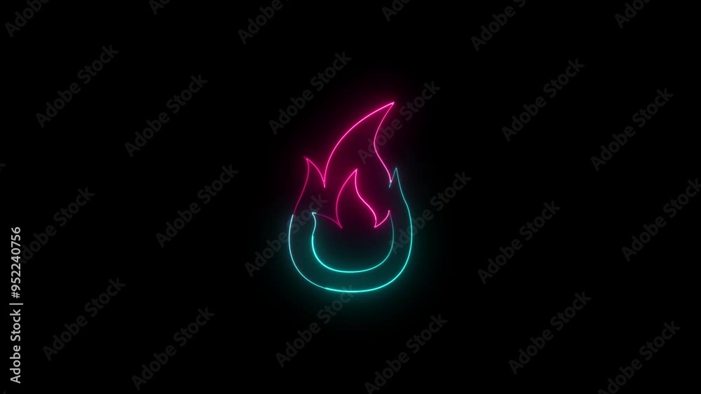 Neon line fire icon. Elements in neon style icons. Simple neon flame icon for websites, web design, mobile app