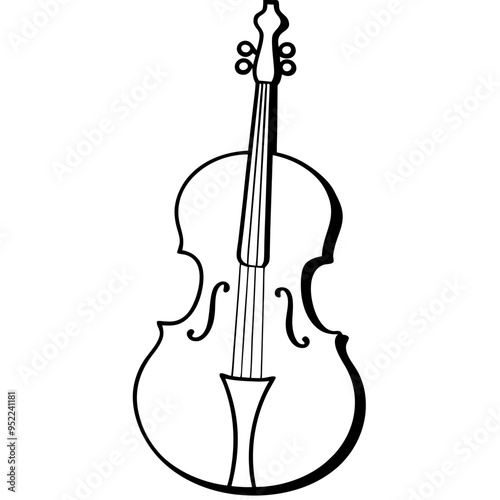 Cello musical instrument silhouette vector art illustration on white background 
