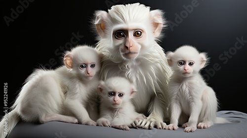 beautiful shot of a monkey family with mother