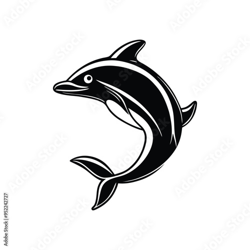 Dolphin silhouette vector illustration on white background.