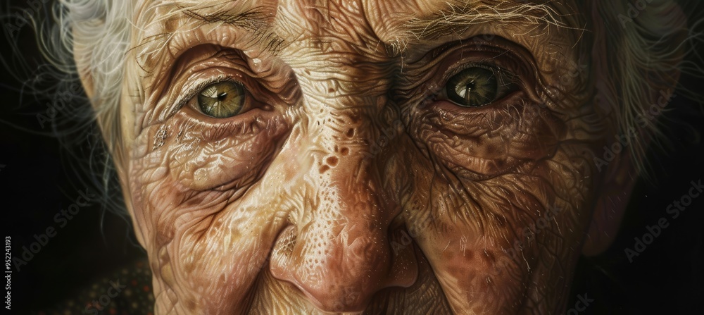 Introspective Elderly Woman Close-Up Reflecting Depth of Wisdom and Experience in Later Life - Ideal for Art Prints Introspective Elderly Woman Close-Up Reflecting Depth of Wisdom and Experience in Later Life - Ideal for Art Prints