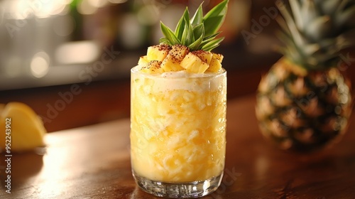 Tropical Paradise Delight - Classic PiÃ±a Colada Served in Pineapple with Fresh Garnish