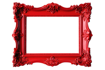 Vintage  antique red  frame mock up isolated on white background