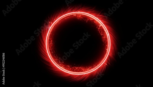 red abstract circle plasma lightning particle effect ring with swirling glow particles visual effect layer overlay photo