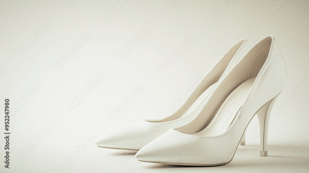 A stylish pair of pumps displayed on a white background, perfect for highlighting their modern and trendy look. A stylish pair of pumps displayed on a white background, perfect for highlighting their modern and trendy look.