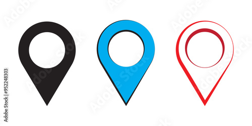 Free Download Location icon set, Map pointer icon, GPS location, Landmark icon, pointer icon, flat Location vector illustration	 - GFXLoad