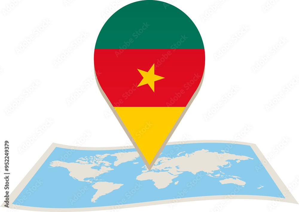 Fototapeta premium Cameroon flag on World map