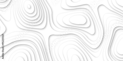 White 3d papercut vector format 3d shadow abstract wallpaper fresh tiles design curved topology or topography 3d map texture backdrop illustration paper template