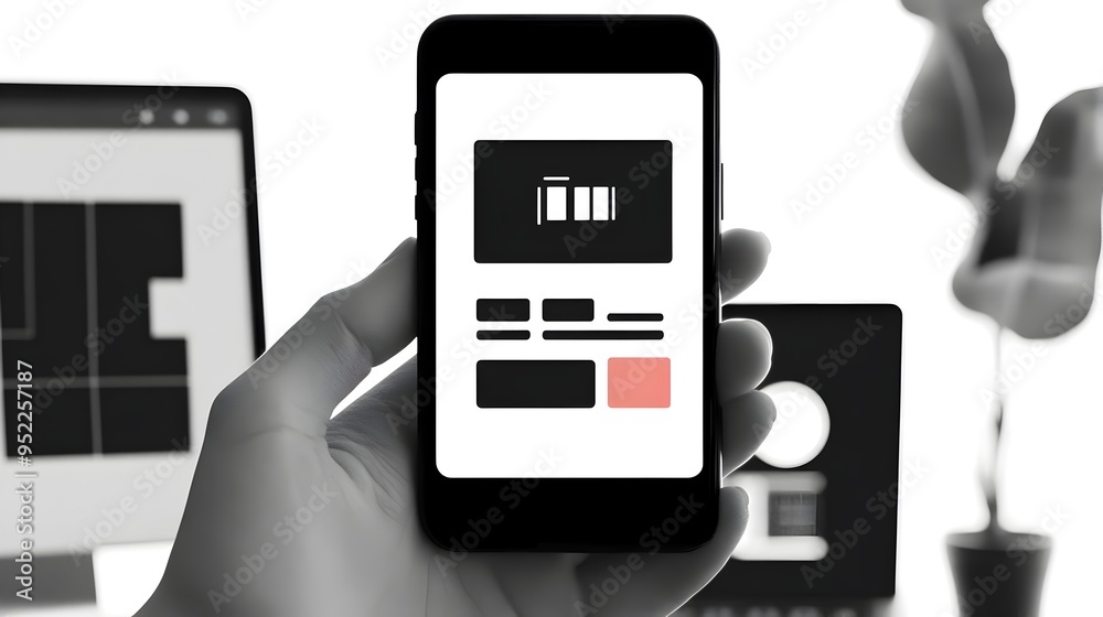Smartphone in hand showcasing mobile app interface and technology innovation Smartphone in hand showcasing mobile app interface and technology innovation