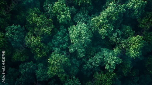 Verdant Canopy Aerial View of Dense Green Forest Symbolizing Ecological Health : Generative AI