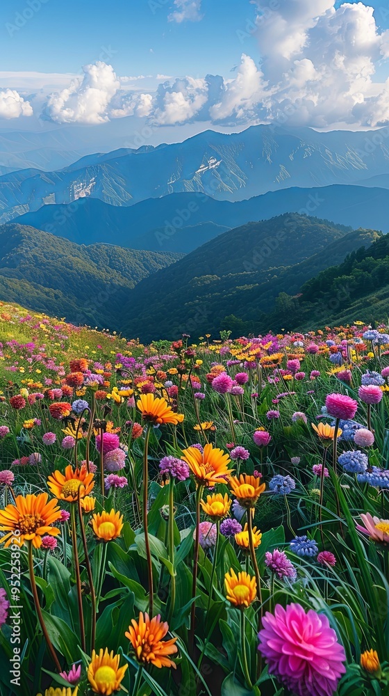 A broad view of the mountains' brilliantly colored blooms A broad view of the mountains' brilliantly colored blooms