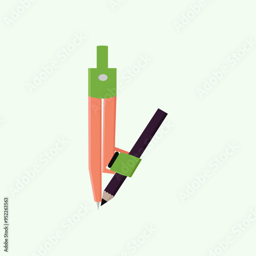 pencil compass on white background