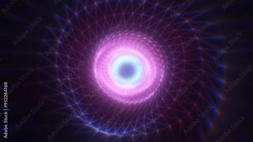 A mesmerizing pink and blue vortex with a geometric wireframe futuristic glowing tunnel effect for conveying technology, digital worlds, or abstract energy A mesmerizing pink and blue vortex with a geometric wireframe futuristic glowing tunnel effect for conveying technology, digital worlds, or abstract energy
