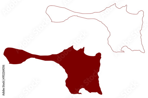 Holy island (United Kingdom of Great Britain and Northern Ireland, England) map vector illustration, scribble sketch Isle of Lindisfarne map
