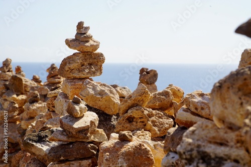 Zen structure of rocks on the cliff