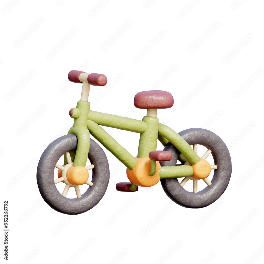 Fototapeta premium 3D Bicycle, Camping elements, Travel hiking adventure.