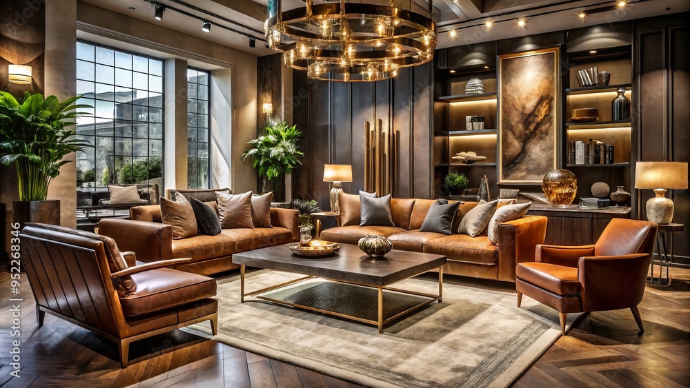 Sculptural forms invite lingering amidst refined atmosphere, where plush velvets and leathers mingle with gleaming metals and rich woods, against a backdrop of soft natural light. Sculptural forms invite lingering amidst refined atmosphere, where plush velvets and leathers mingle with gleaming metals and rich woods, against a backdrop of soft natural light.
