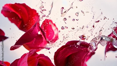 Slow Motion Explosion of Red Rose Petals Shattering