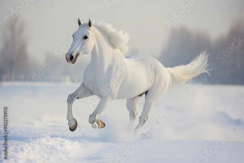 white horse in snow