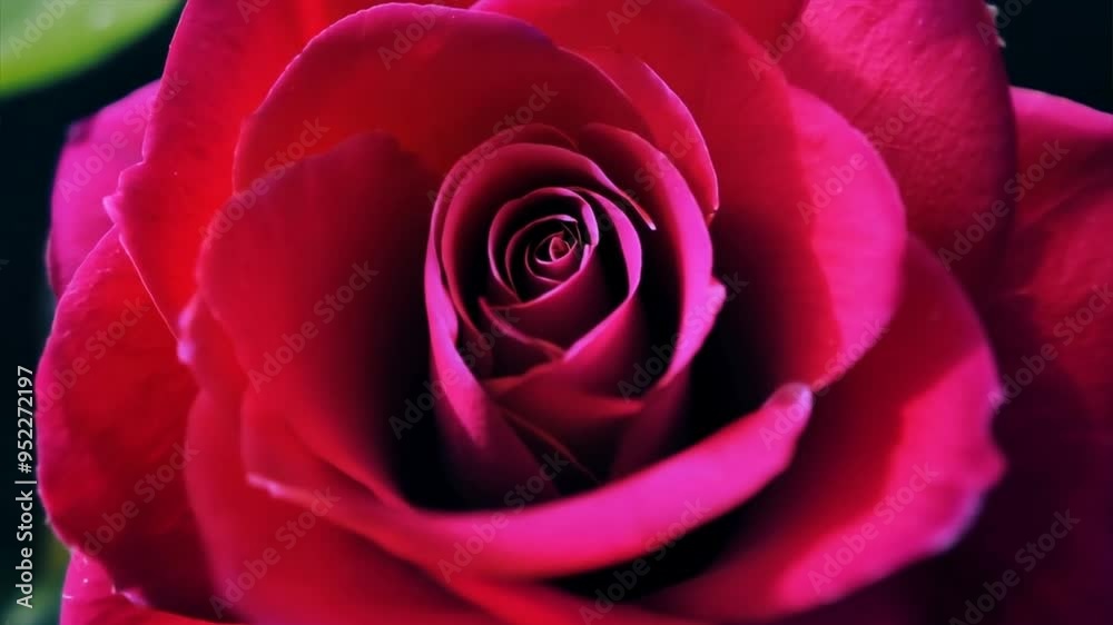 Stunning red rose unfurling on black background. Time lapse of blooming petals, close-up. Stunning red rose unfurling on black background. Time lapse of blooming petals, close-up.