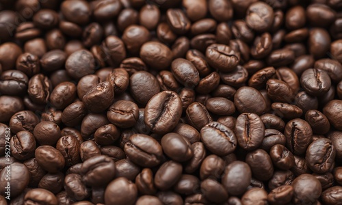 close-up view, coffee beans, roasted, detailed texture