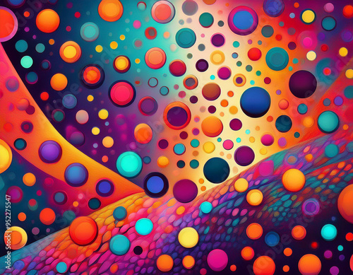 Bright Polka Dot Pattern Abstract and Playful Retro Design with Colorful Circles and Bold Background