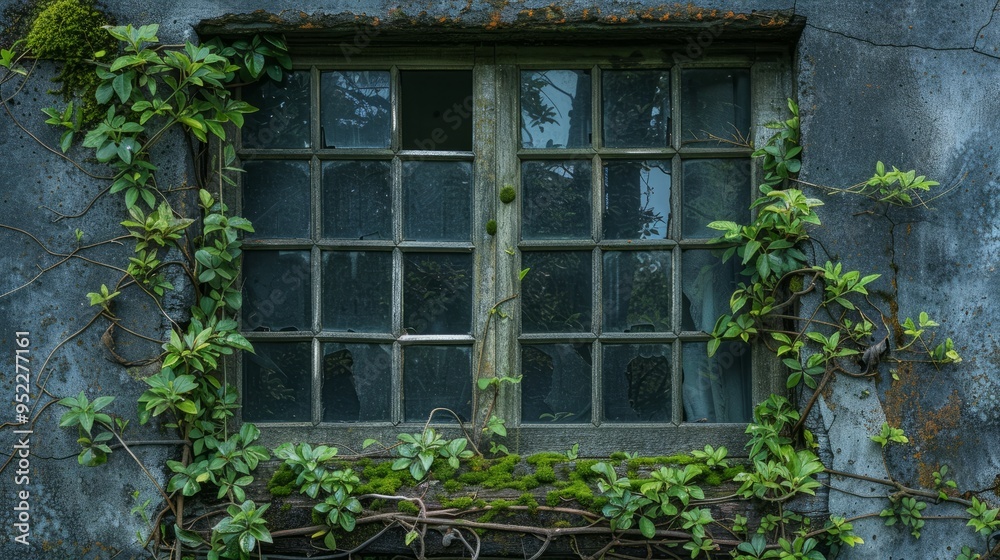The once-majestic house now lies in ruin, with cracked windows peering out from a green shroud of ivy. Moss envelops the foundation, reminding us that beauty can arise from neglect The once-majestic house now lies in ruin, with cracked windows peering out from a green shroud of ivy. Moss envelops the foundation, reminding us that beauty can arise from neglect
