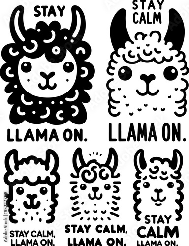 llama's head, the text 'Don`t Panic'