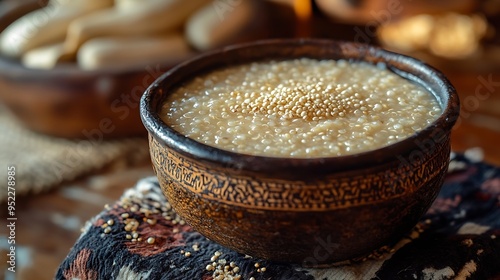 Quinua quinoa porridge hot beverage andes traditional drink super food : Generative AI