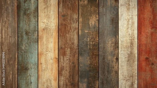 Wallpaper with a rustic wood plank design, creating a warm, cozy atmosphere in a kitchen or dining room.