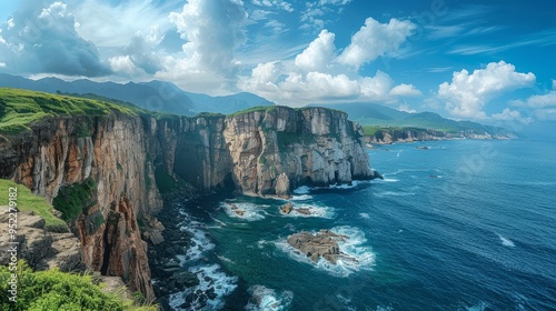 The power of the waves and the majesty of the cliffs are in perfect harmony