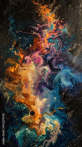 An amazing and captivating abstract piece of art that shows a cloud of cosmic energy photo