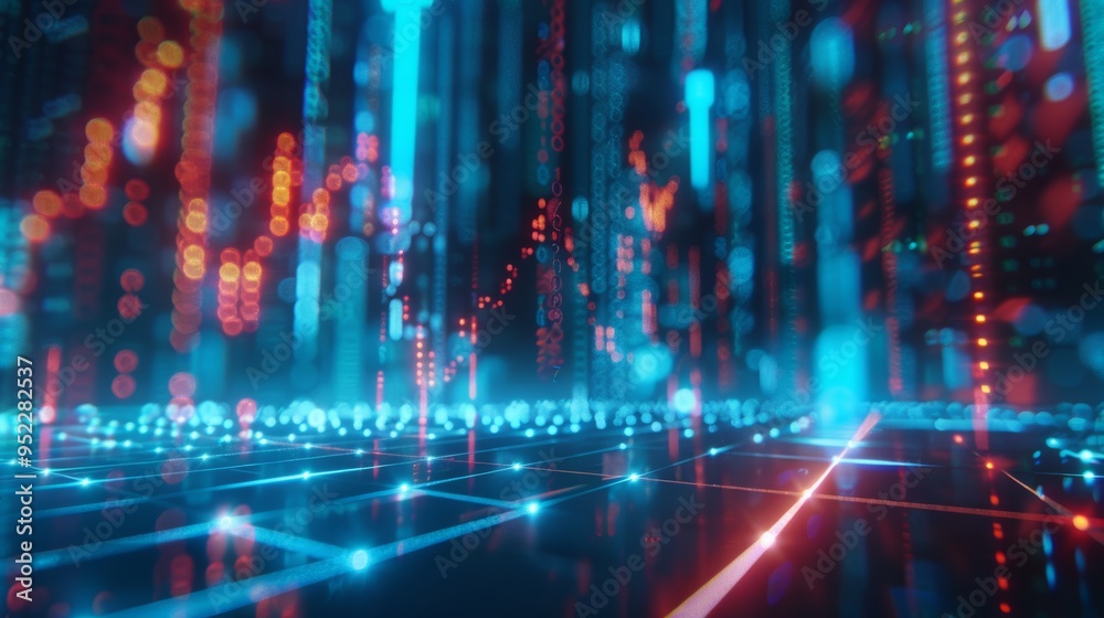 3d ultrarealistic image of a financial graph with neon blue details 3d ultrarealistic image of a financial graph with neon blue details