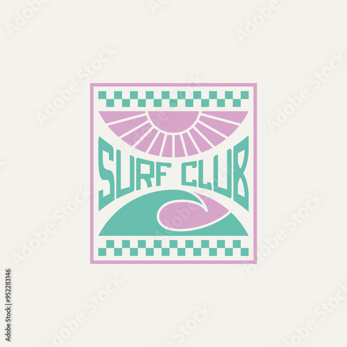 Vintage surf design template for surf club, surf shop, surf merch.