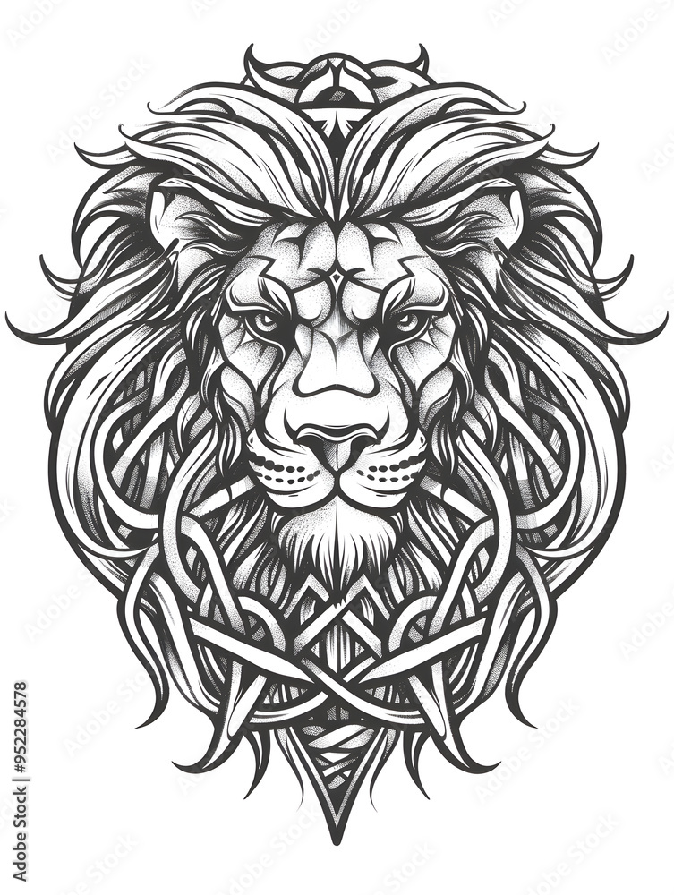 Obraz premium Lion head very simple traditional tattoo flash styles illustration