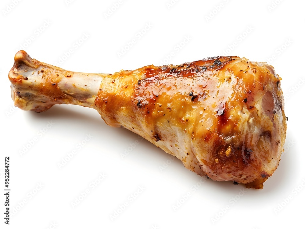 Delectable Juicy Turkey Leg A Mouthwatering Close Up on a Pristine White Background Delectable Juicy Turkey Leg A Mouthwatering Close Up on a Pristine White Background