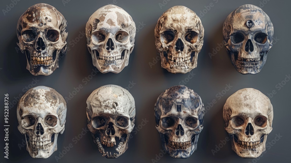 Comprehensive mega pack of isolated skulls, featuring multiple high-quality designs for versatile use Comprehensive mega pack of isolated skulls, featuring multiple high-quality designs for versatile use
