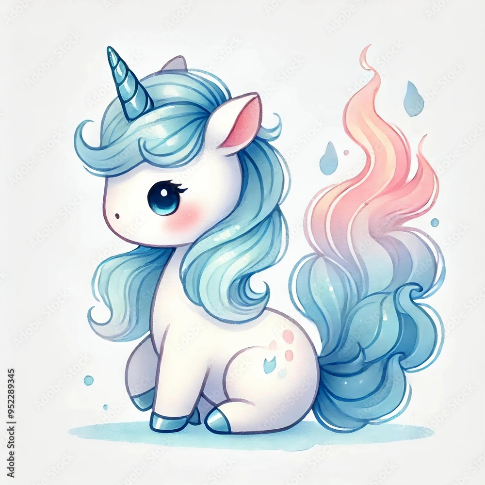 Adorable Unicorn with Flowing Blue Mane
Adorable Unicorn with Flowing Blue Mane