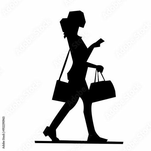Silhouette of woman shopping