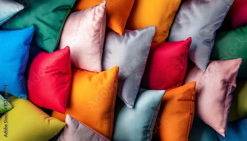 a bunch of colorful pillows background and texture photo