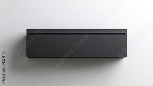 A sleek, modern black storage unit mounted on a wall, designed for minimalistic interiors.